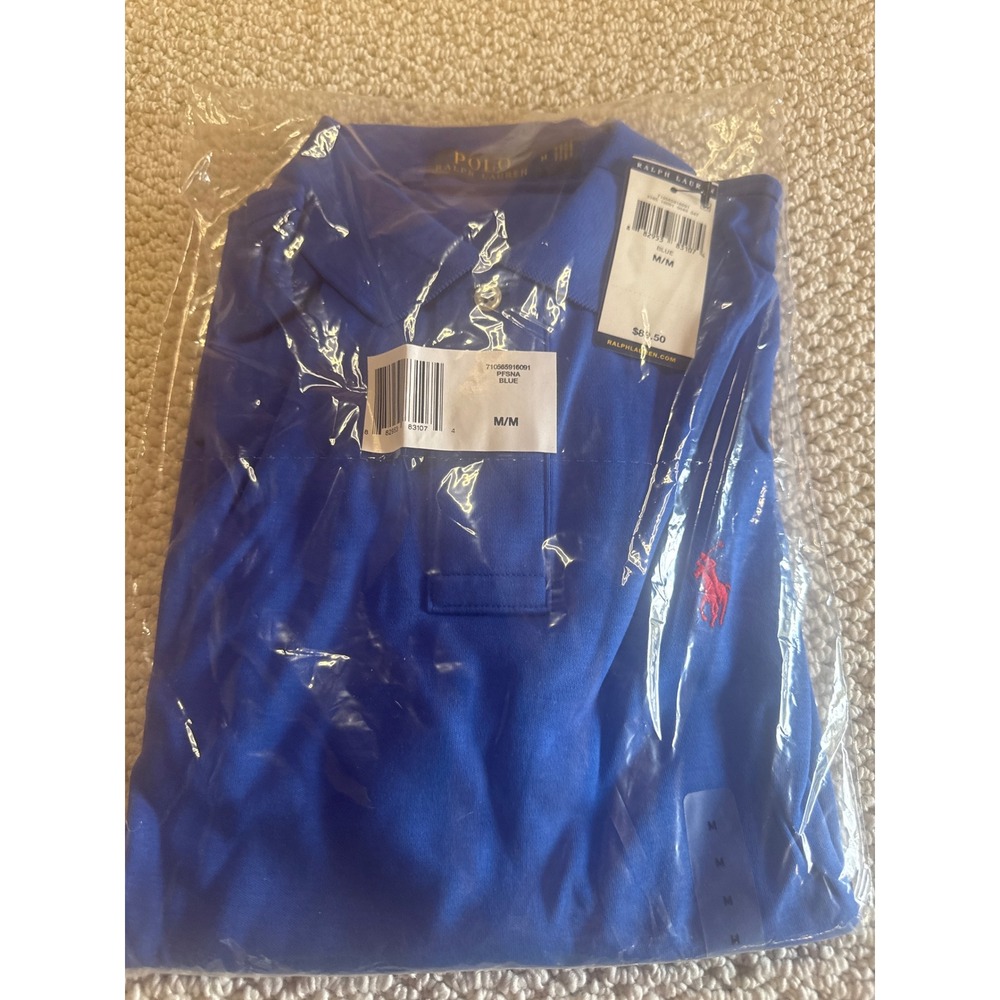 Polo Ralph Lauren Blue Short Sleeve Pony Logo Polo Shirt Size Medium NWT Mens